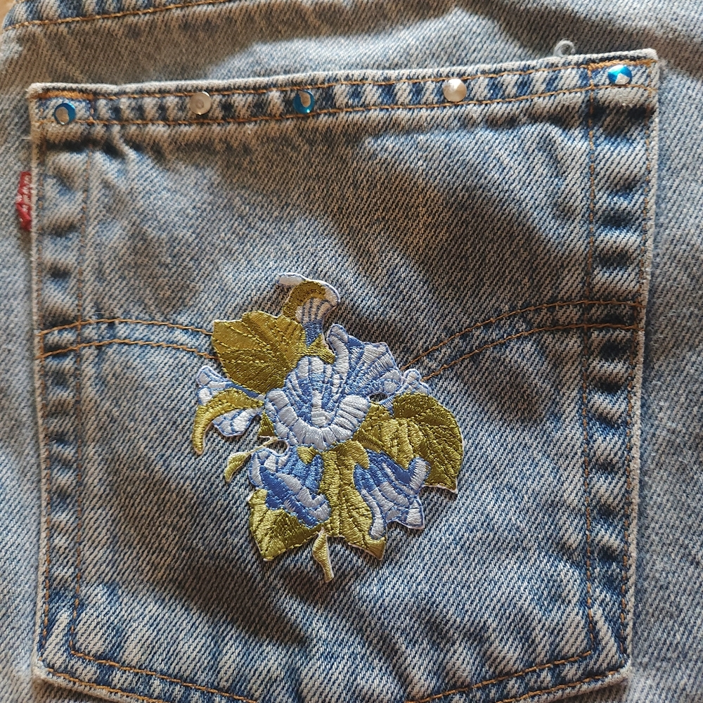 Handmade Vintage Denim Levis Bag With Long Strap Deep Interior Hippie/boho Vibe - Picture 3 of 8